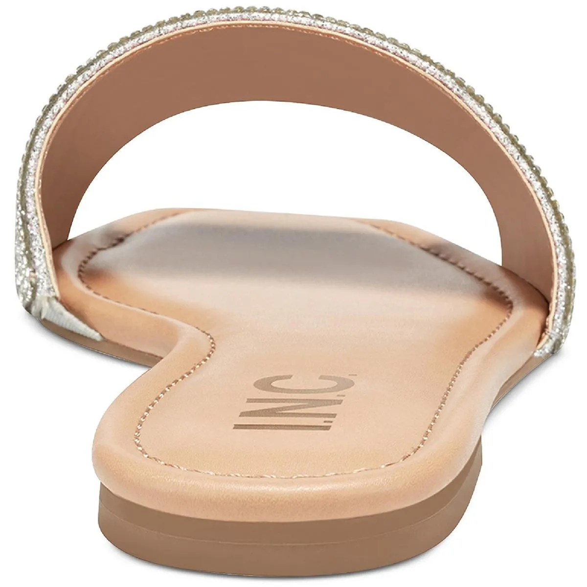 Nataliah  Womens Embellished Square Toe Slide Sandals