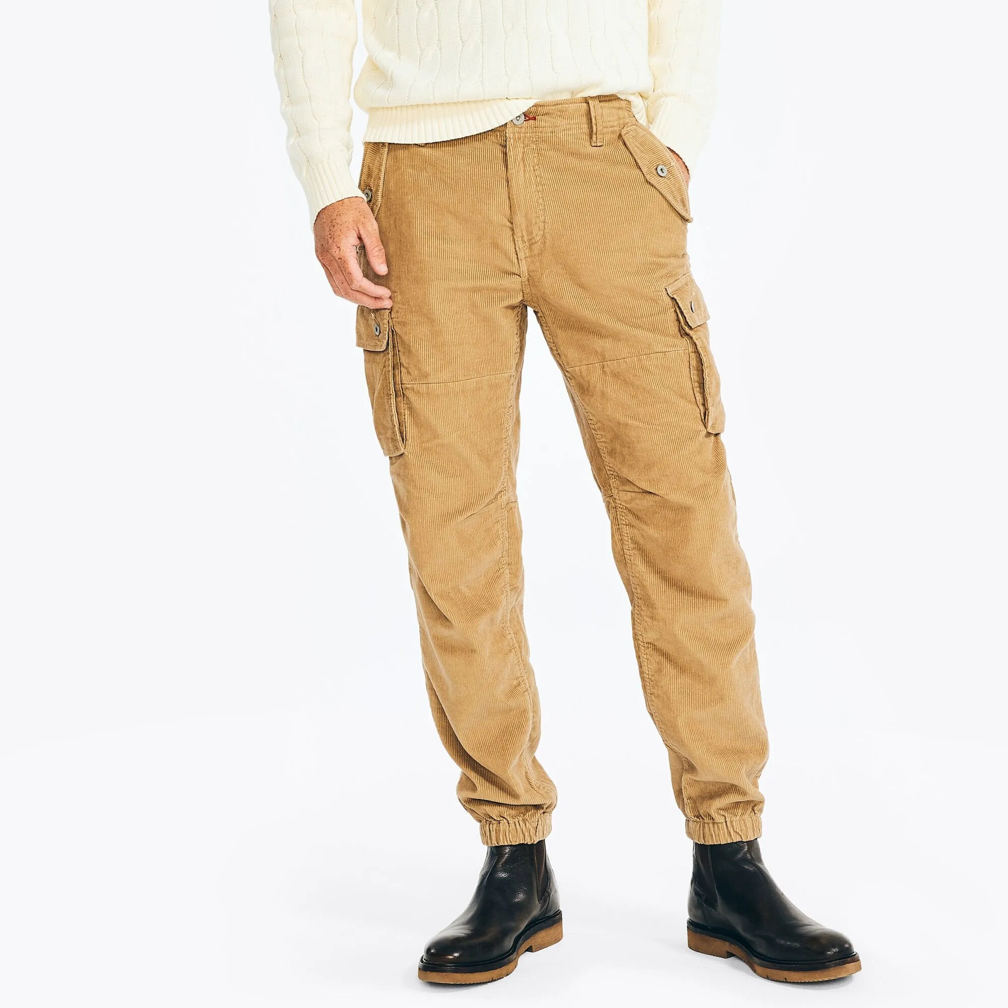 Nautica Men's Corduroy Cargo Jogger Tuscany Tan Nautica