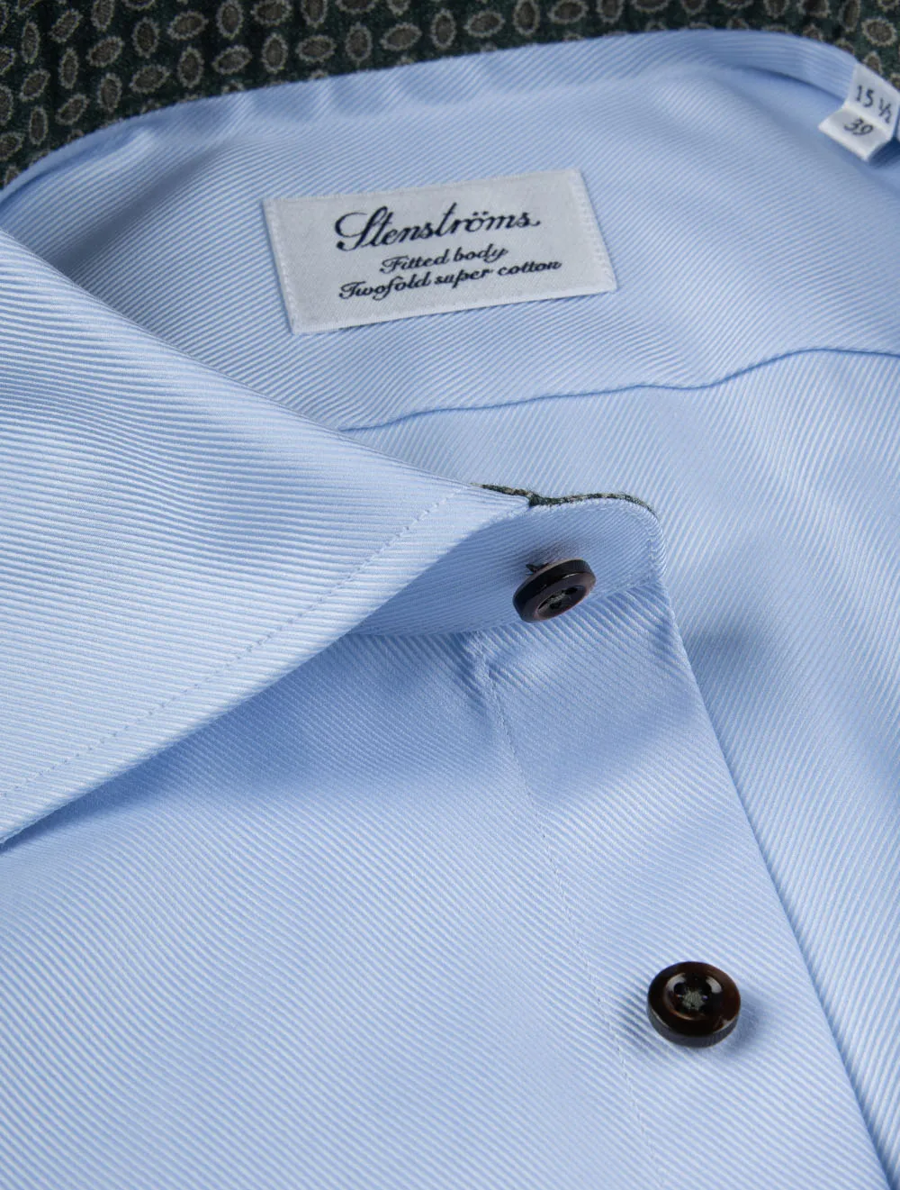 Paisley Contrast Twill Fitted Body Shirt Blue