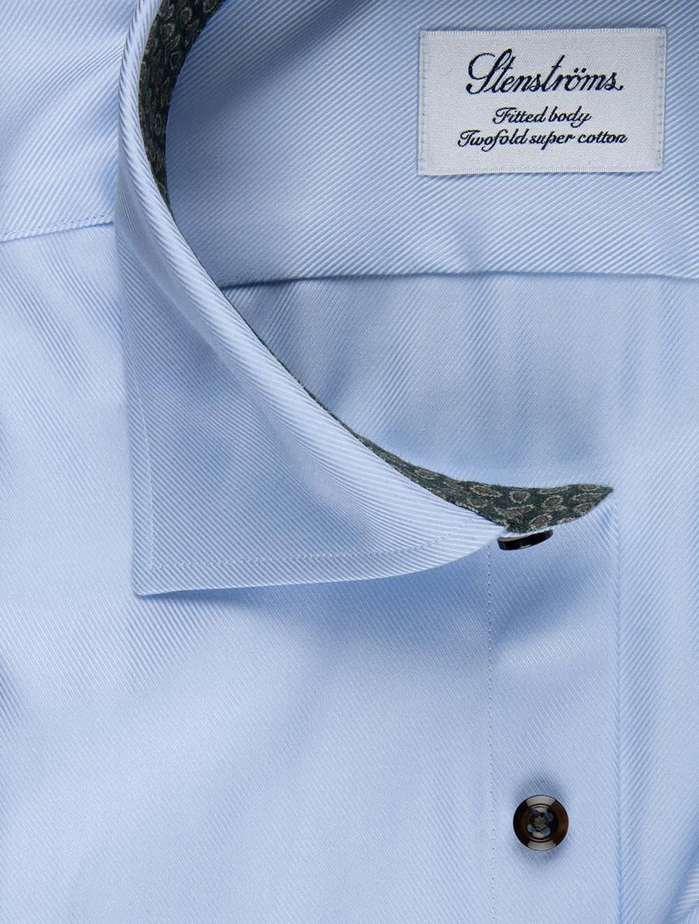 Paisley Contrast Twill Fitted Body Shirt Blue
