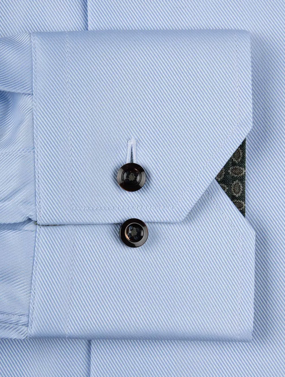 Paisley Contrast Twill Fitted Body Shirt Blue