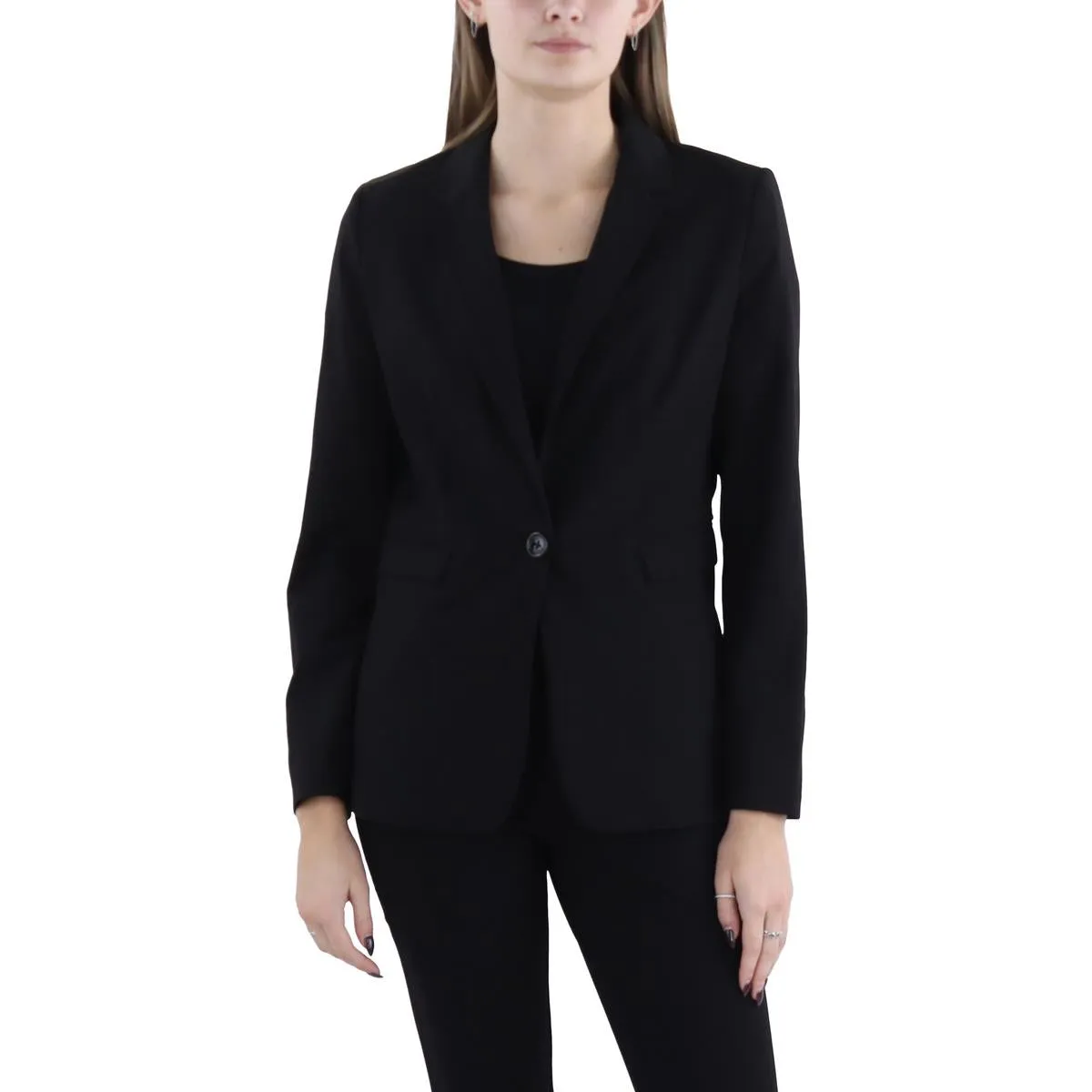 Petites Womens Single Button Suit Separate Blazer