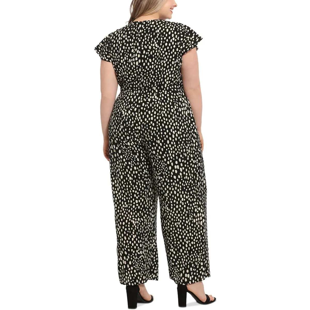 Plus Womens Keyhole Neck Short Sleeve Jumpsuit