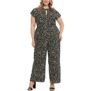 Plus Womens Keyhole Neck Short Sleeve Jumpsuit