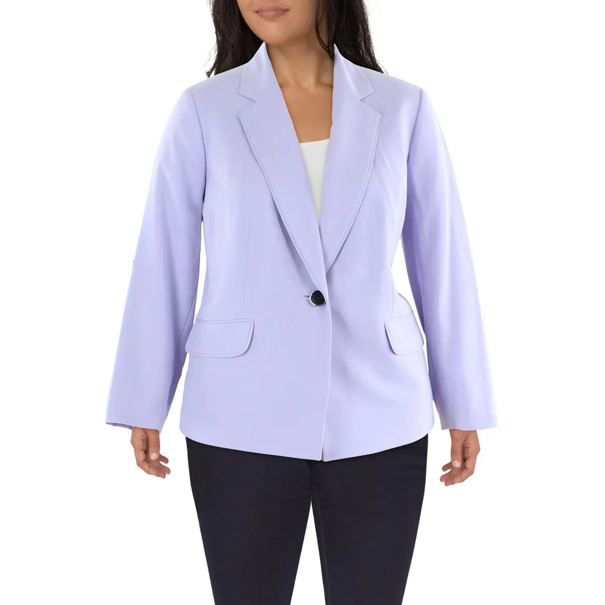 Plus Womens Suit Separate Office One-Button Blazer