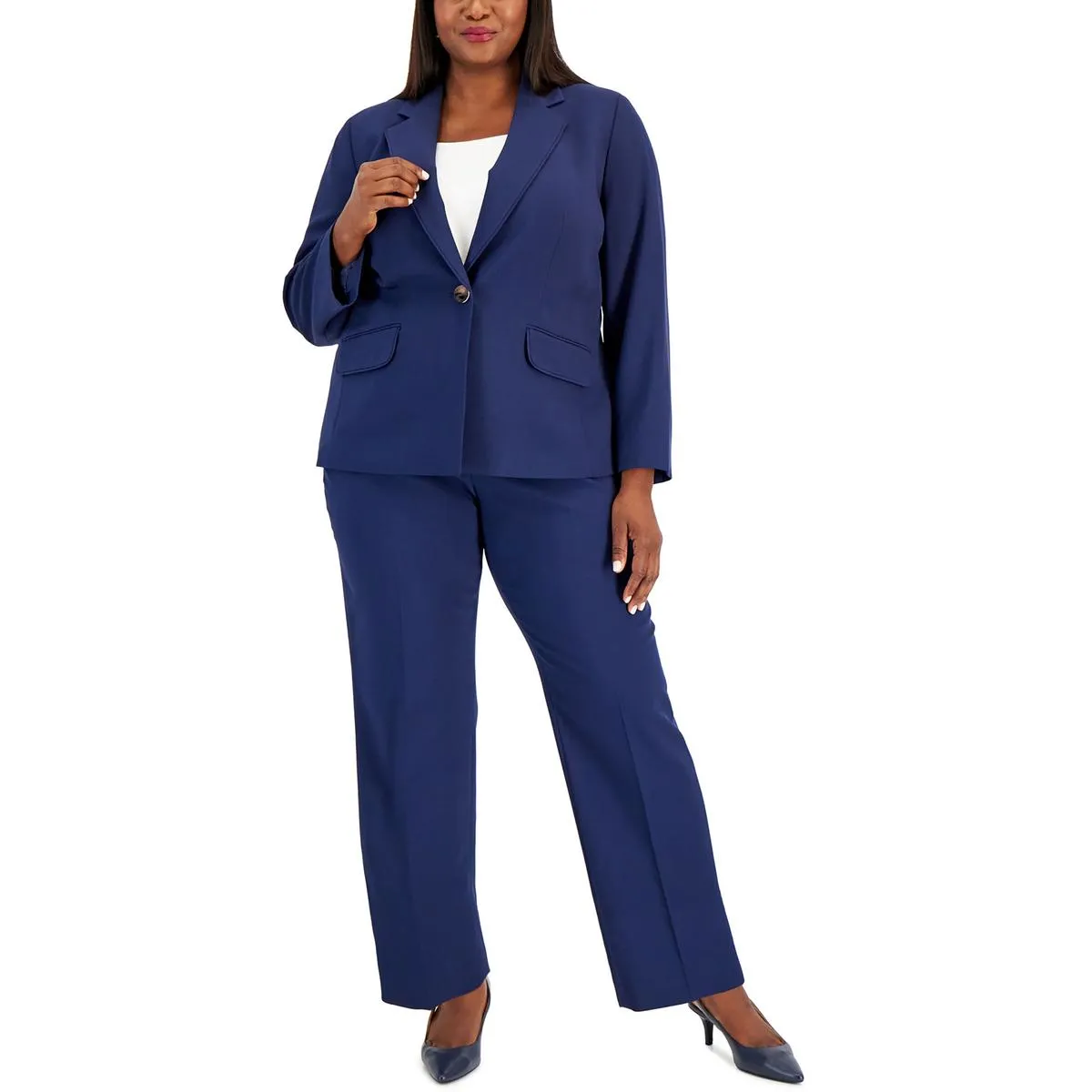 Plus Womens Suit Separate Office One-Button Blazer