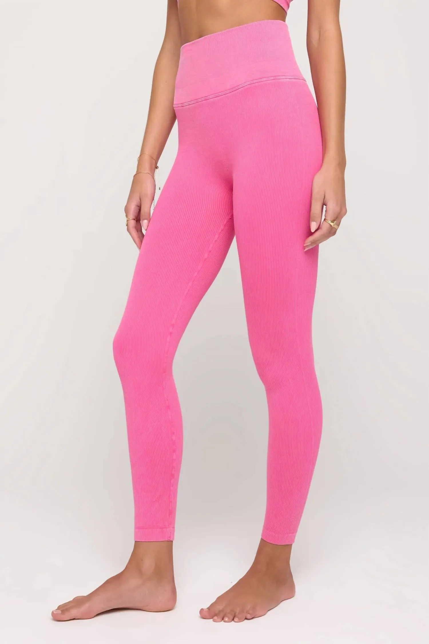 Power Moves Ribbed Leggings In Neon Pink