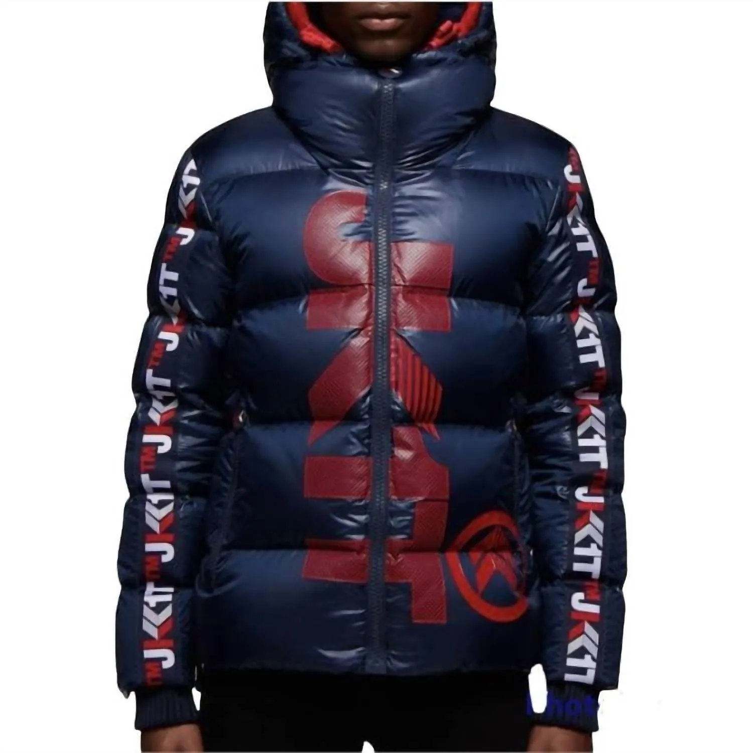 Prime Time Racer Down Puffer Jacket In Navy/red