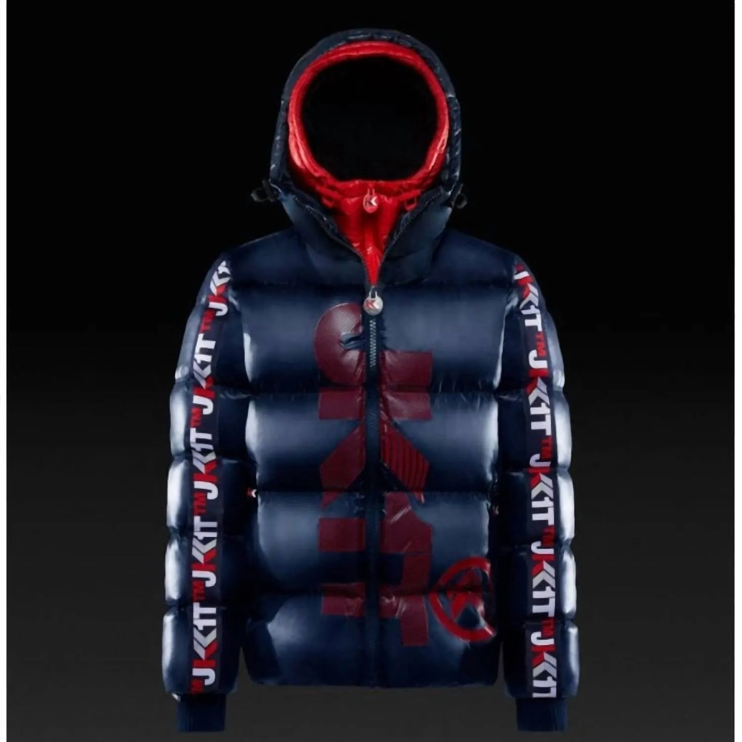 Prime Time Racer Down Puffer Jacket In Navy/red