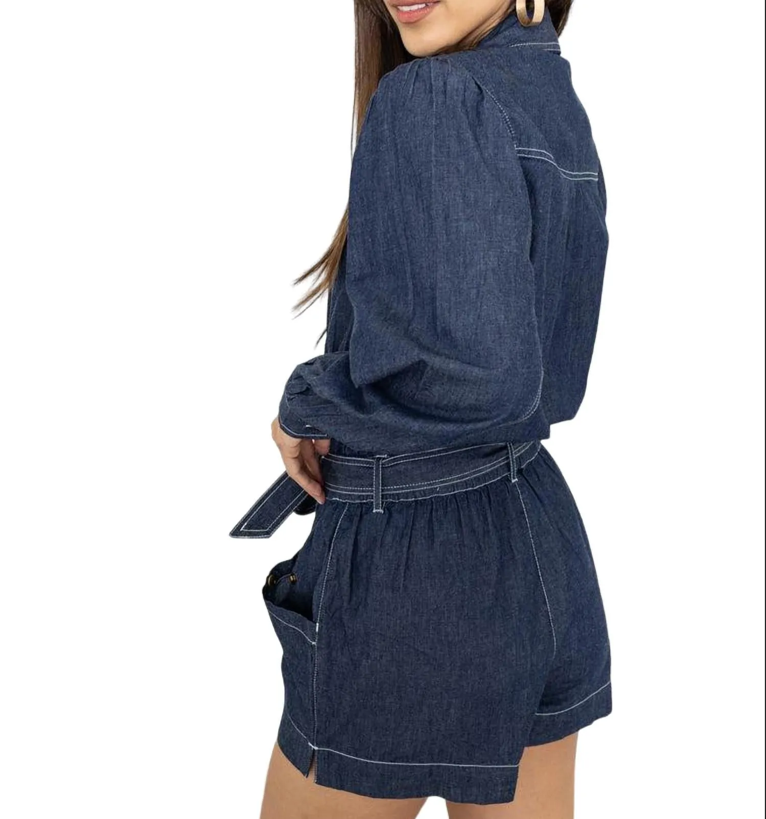 Quincy Romper In Chambray