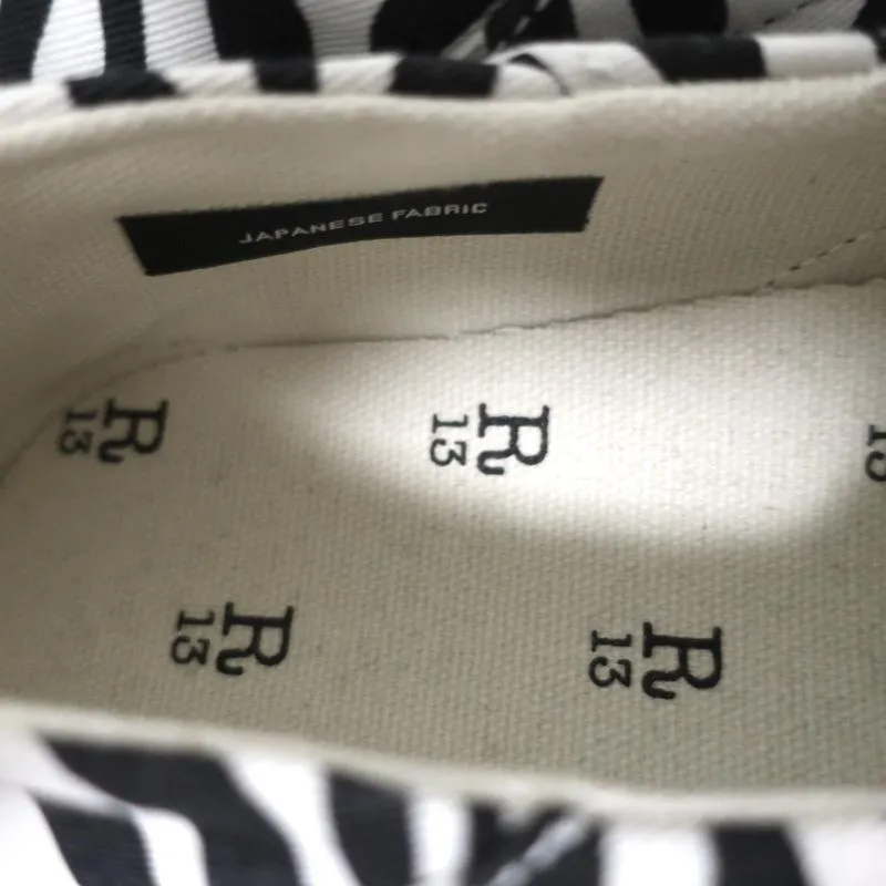 R13 Slip-On Sneakers White/Black Zebra Print Canvas Size 8 NEW
