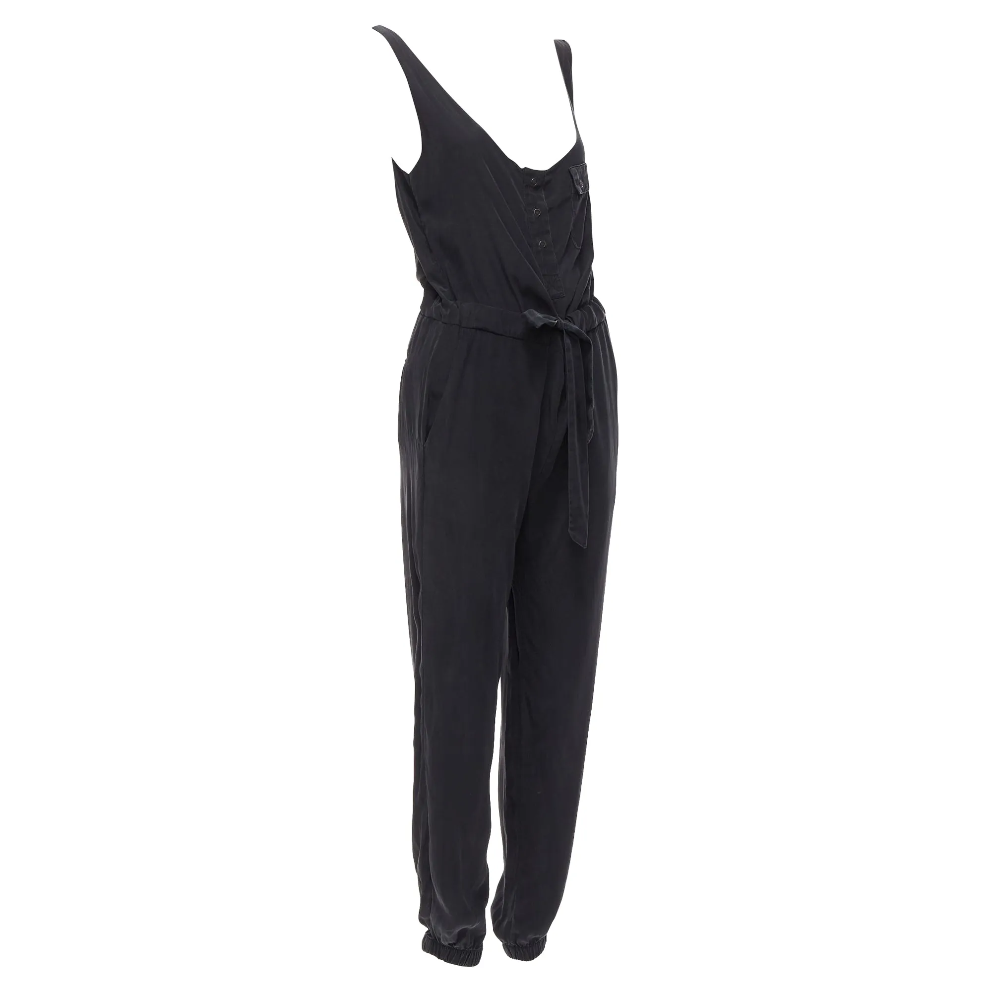 Rag & Bone silk charcoal belted jumpsuit