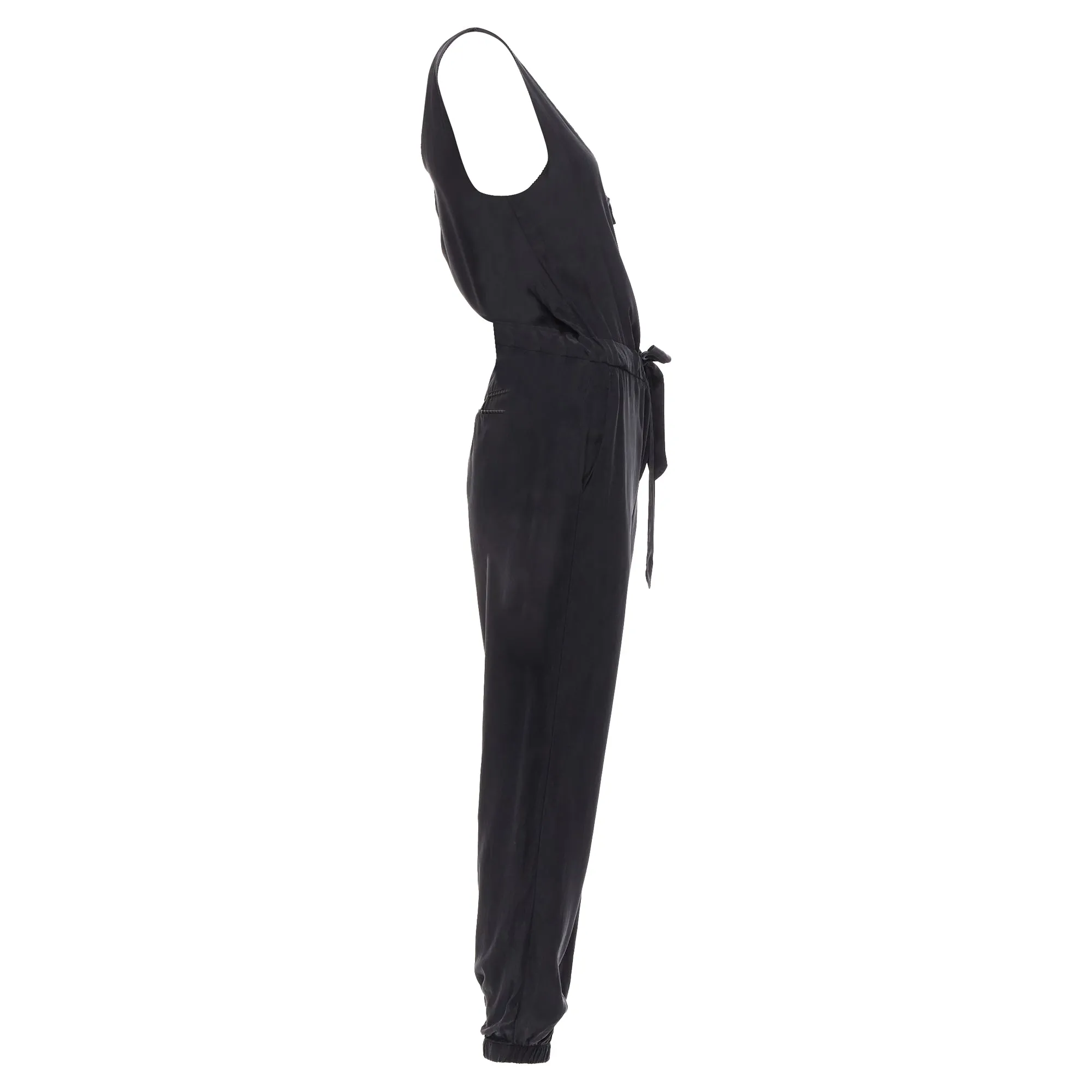 Rag & Bone silk charcoal belted jumpsuit