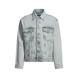 Regular-fit jacket in light-gray stonewashed denim