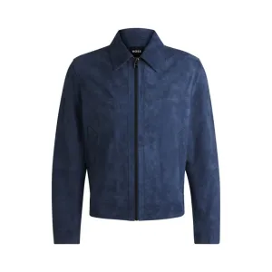 Regular-fit jacket in soft suede with zip front
