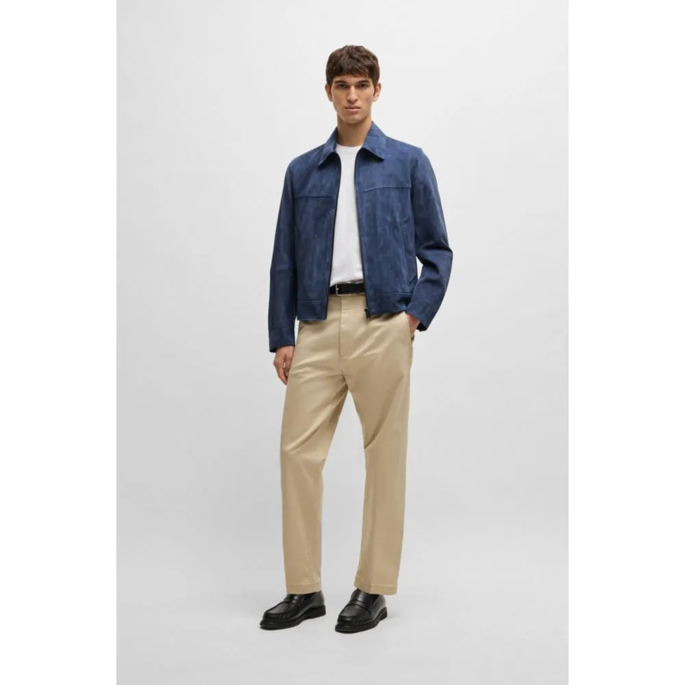 Regular-fit jacket in soft suede with zip front