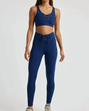 Ribbed Football Legging In Blue