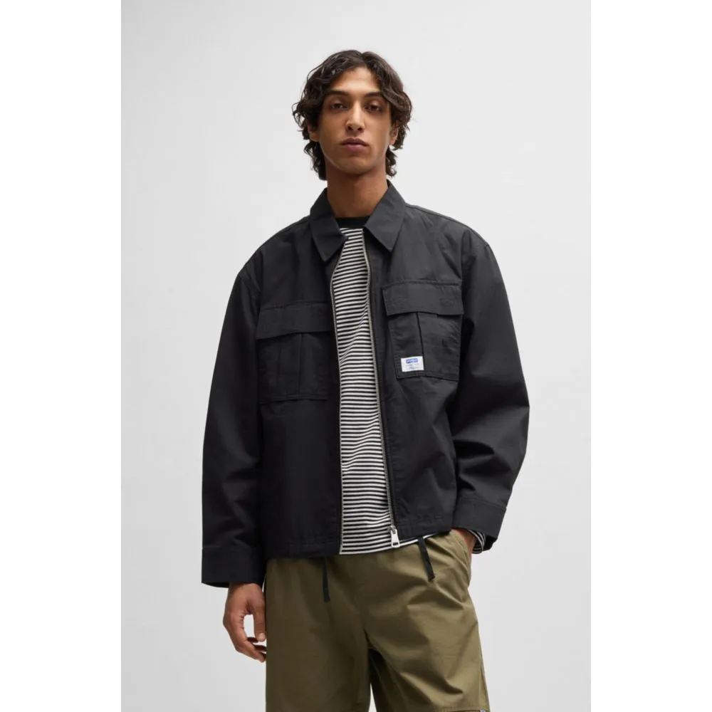 Ripstop-cotton regular-fit jacket with logo label
