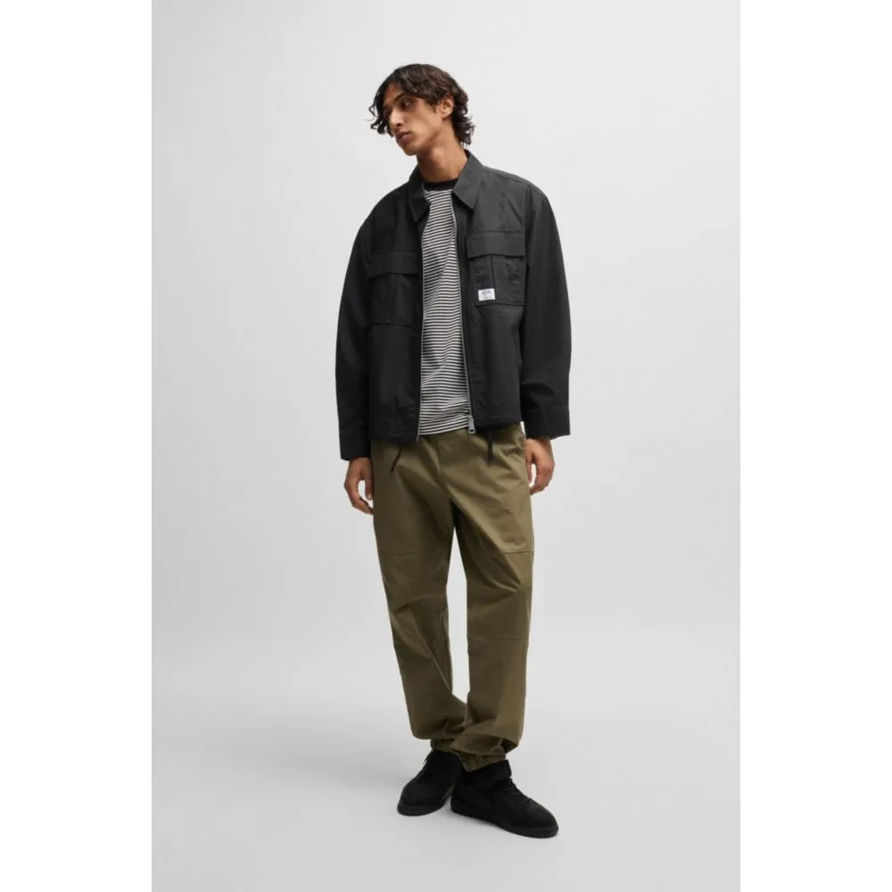 Ripstop-cotton regular-fit jacket with logo label