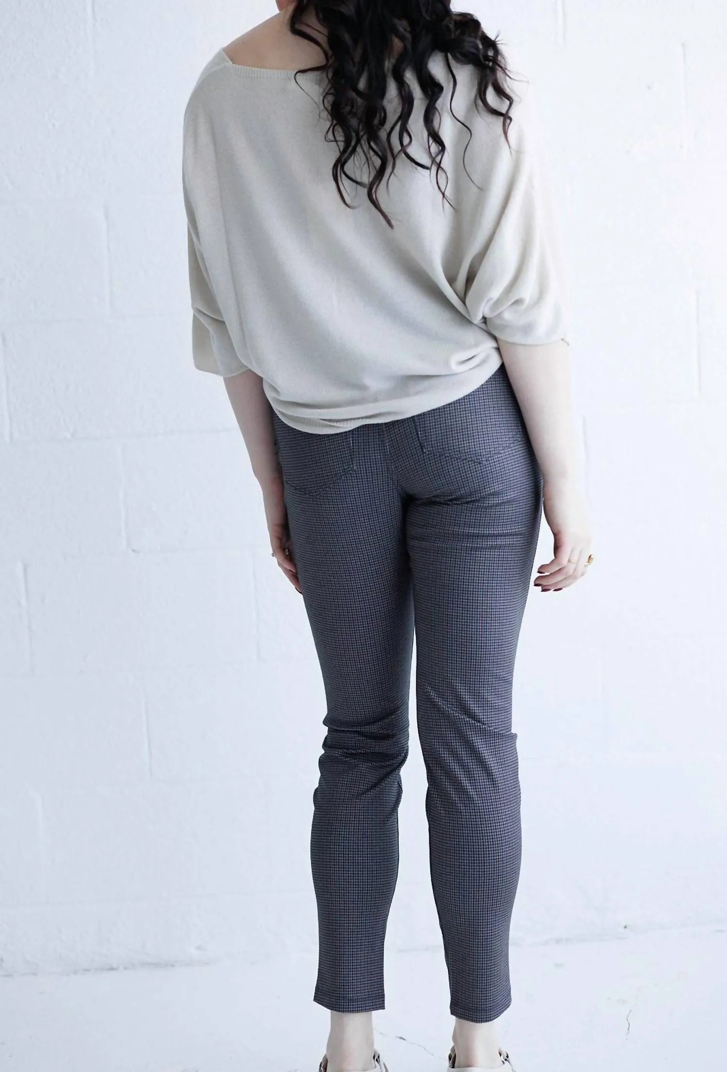 Runway Legging In Navy Micro Pin Check