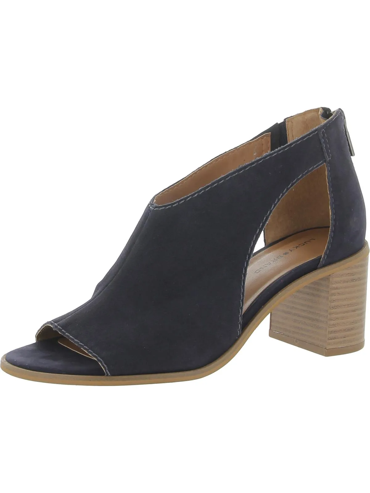 Saimy Womens Leather Open Toe Heels