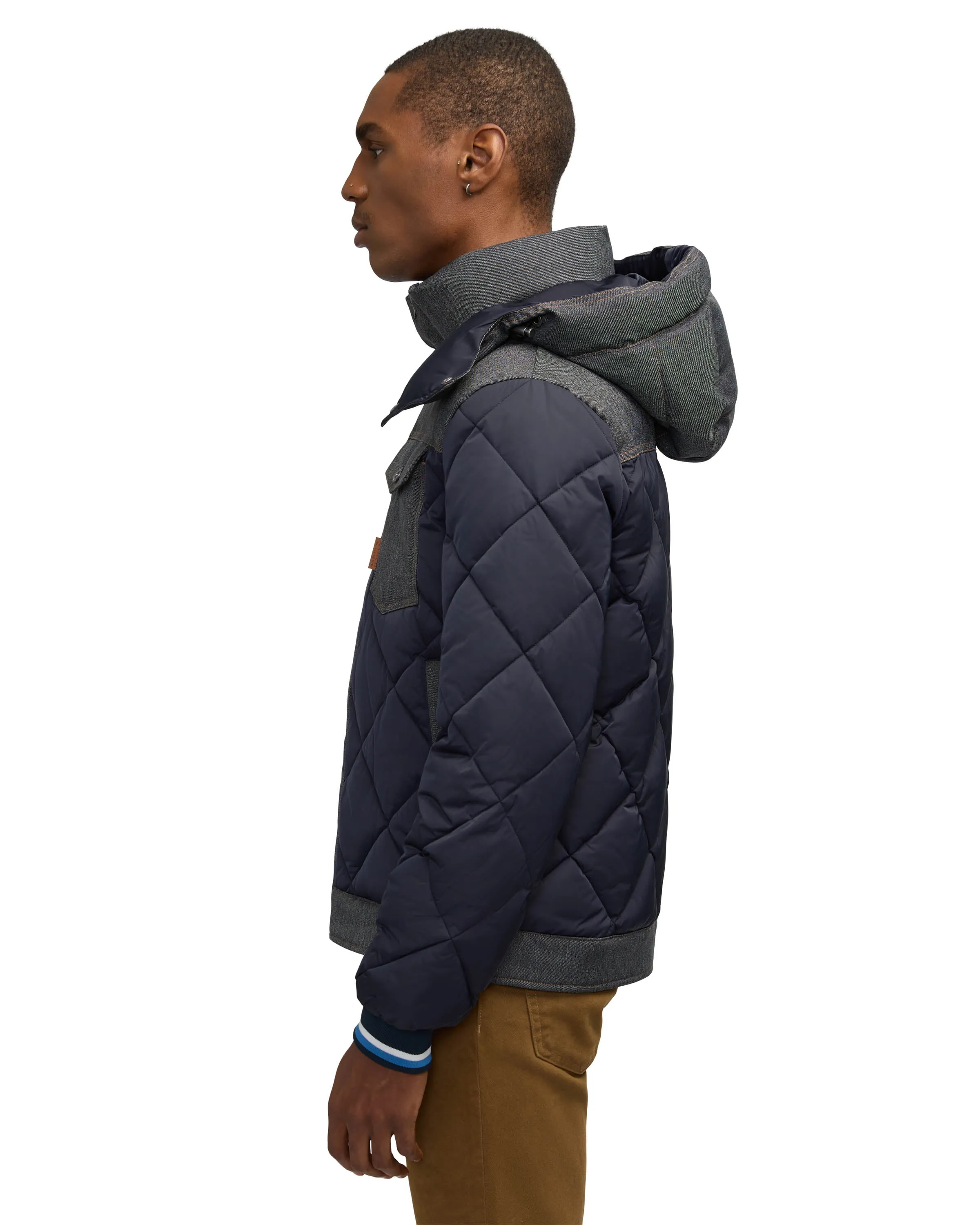 Scotch & Soda Men's Oren Hybrid Denim Puffer With Removable Hood