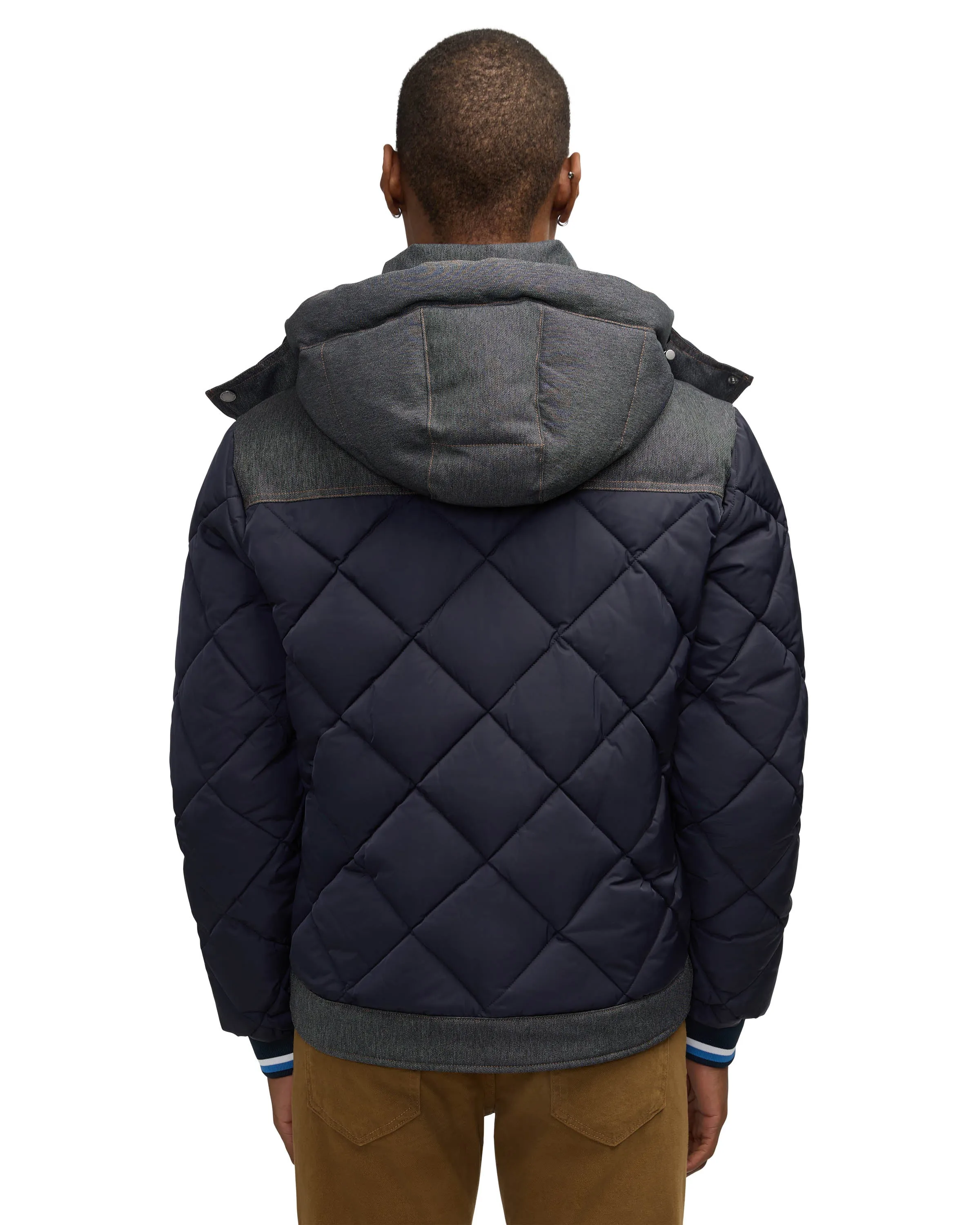 Scotch & Soda Men's Oren Hybrid Denim Puffer With Removable Hood