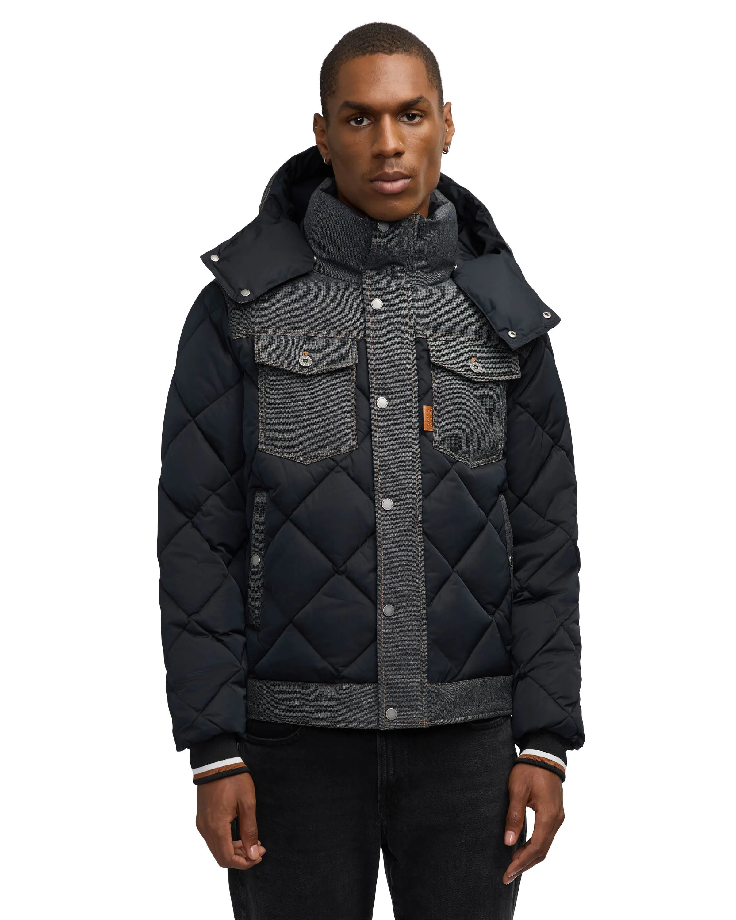 Scotch & Soda Men's Oren Hybrid Denim Puffer With Removable Hood