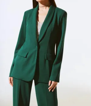 Scuba Crepe Blazer In Absolute Green