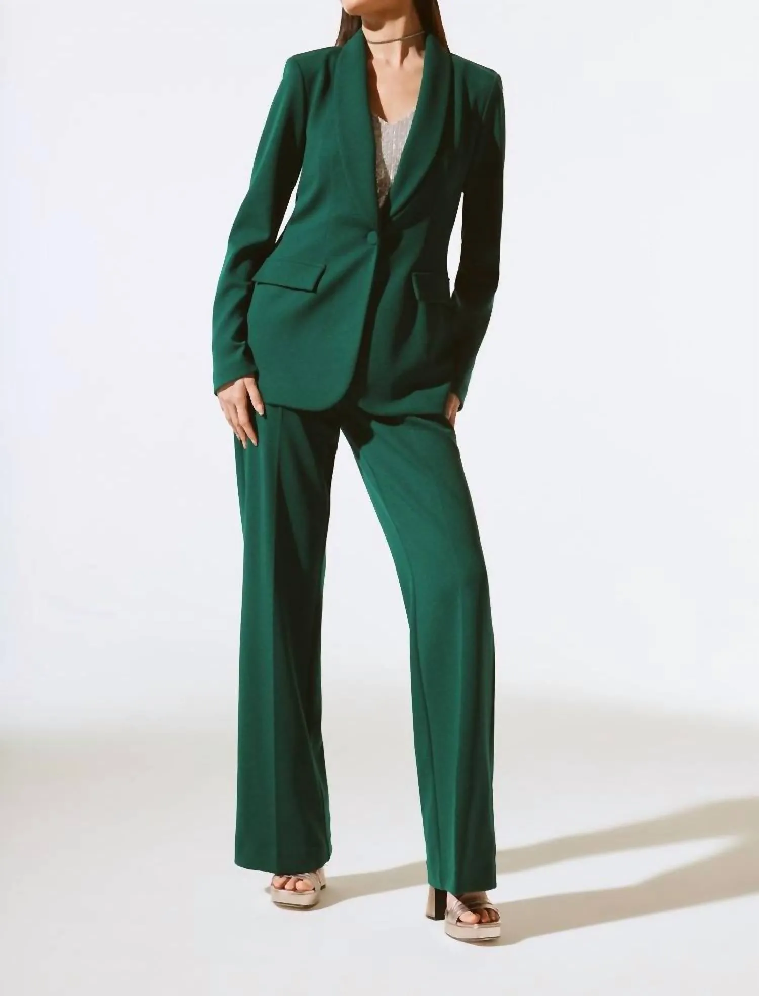 Scuba Crepe Blazer In Absolute Green