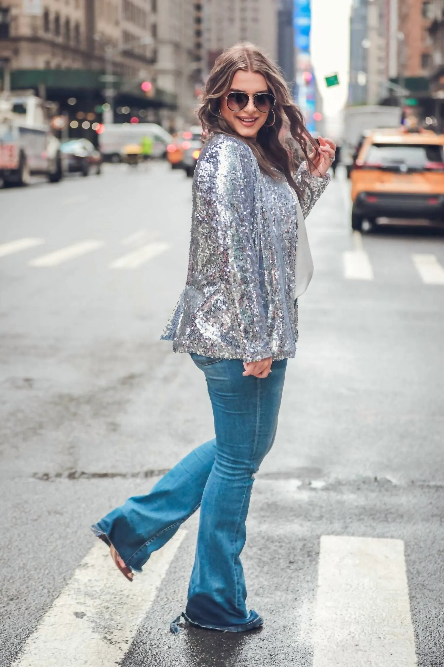 Sequin And The City Blazer In Silver