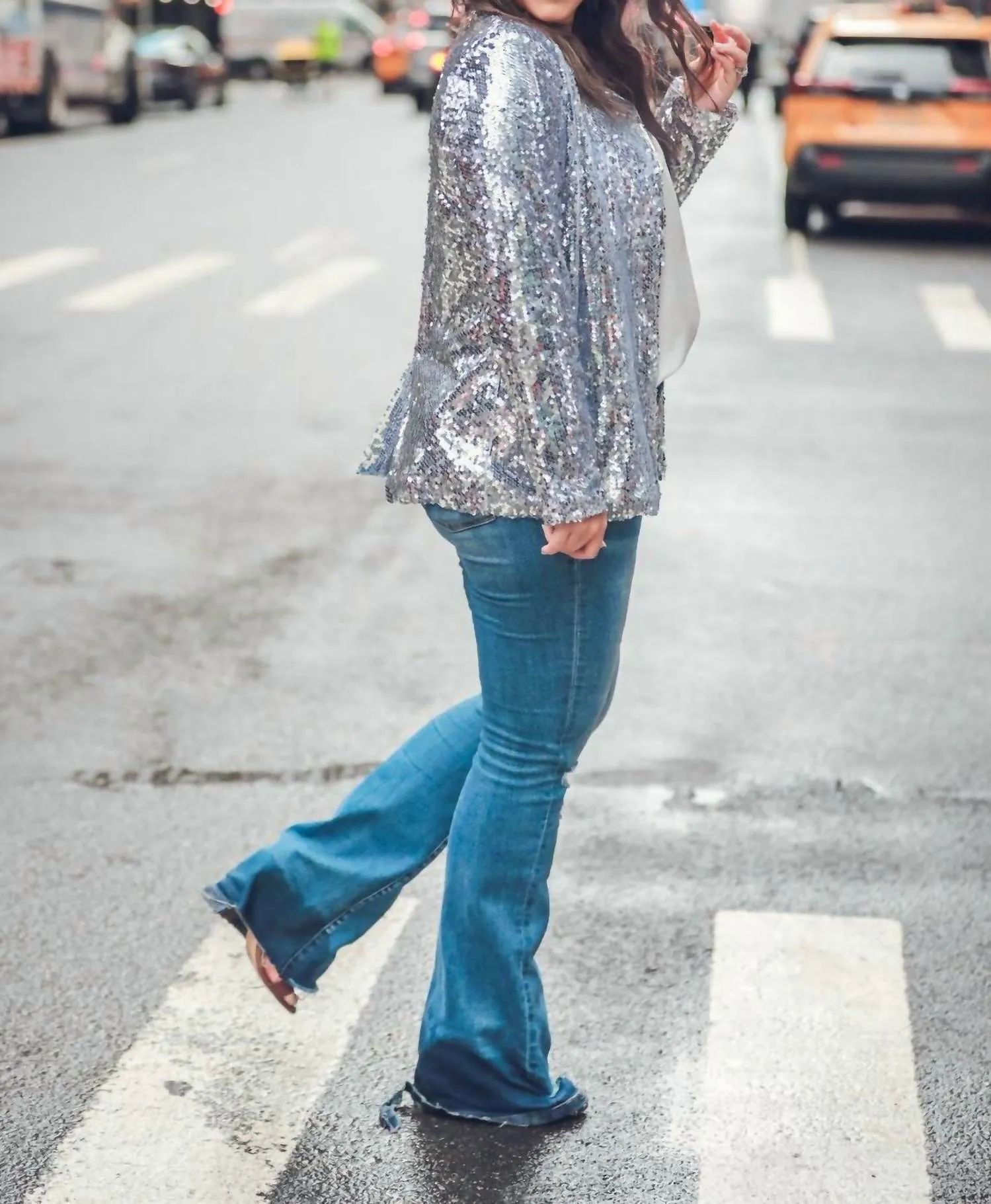 Sequin And The City Blazer In Silver