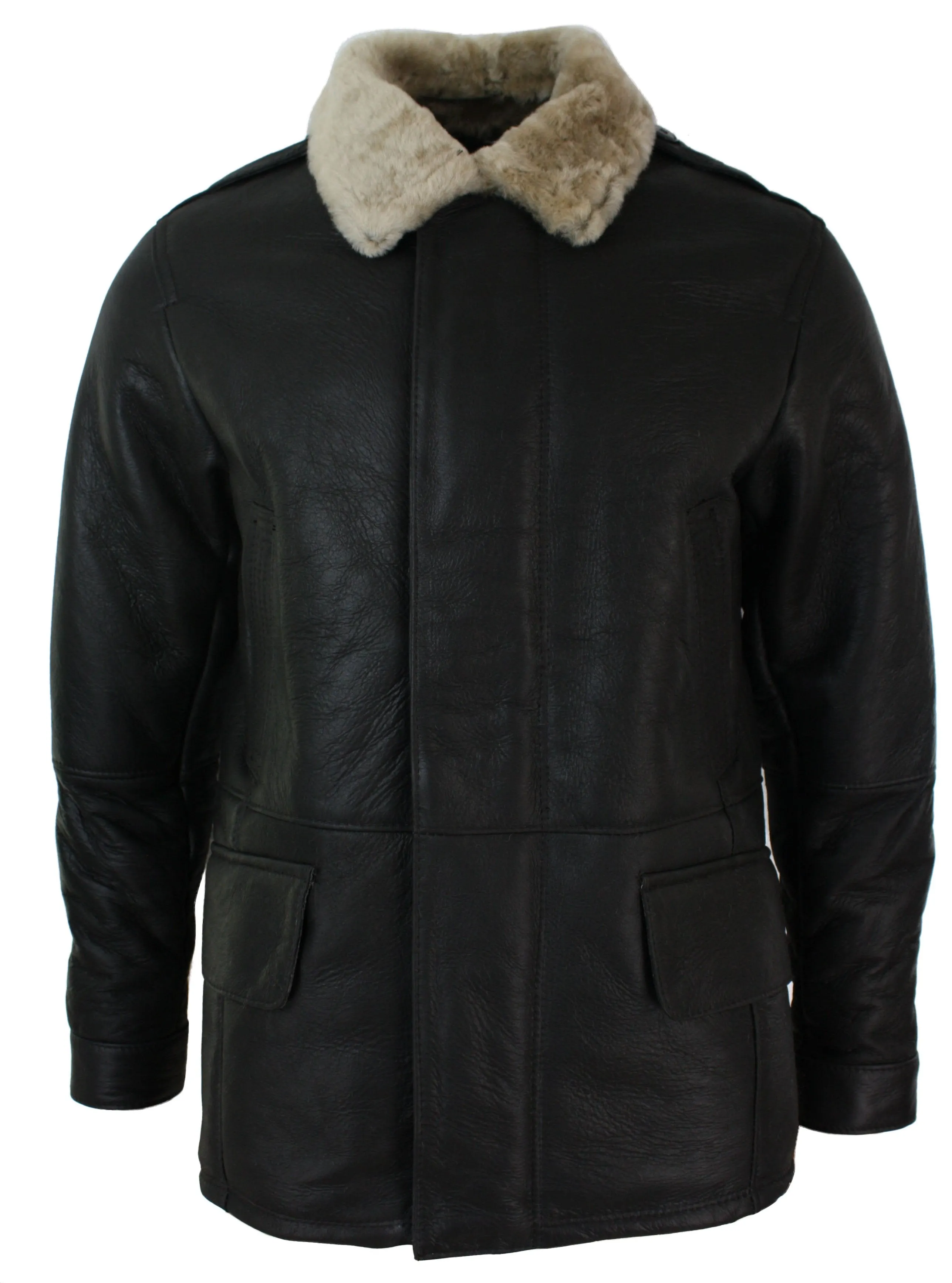 Shearling Sheepskin Overcoat With Beige Fur