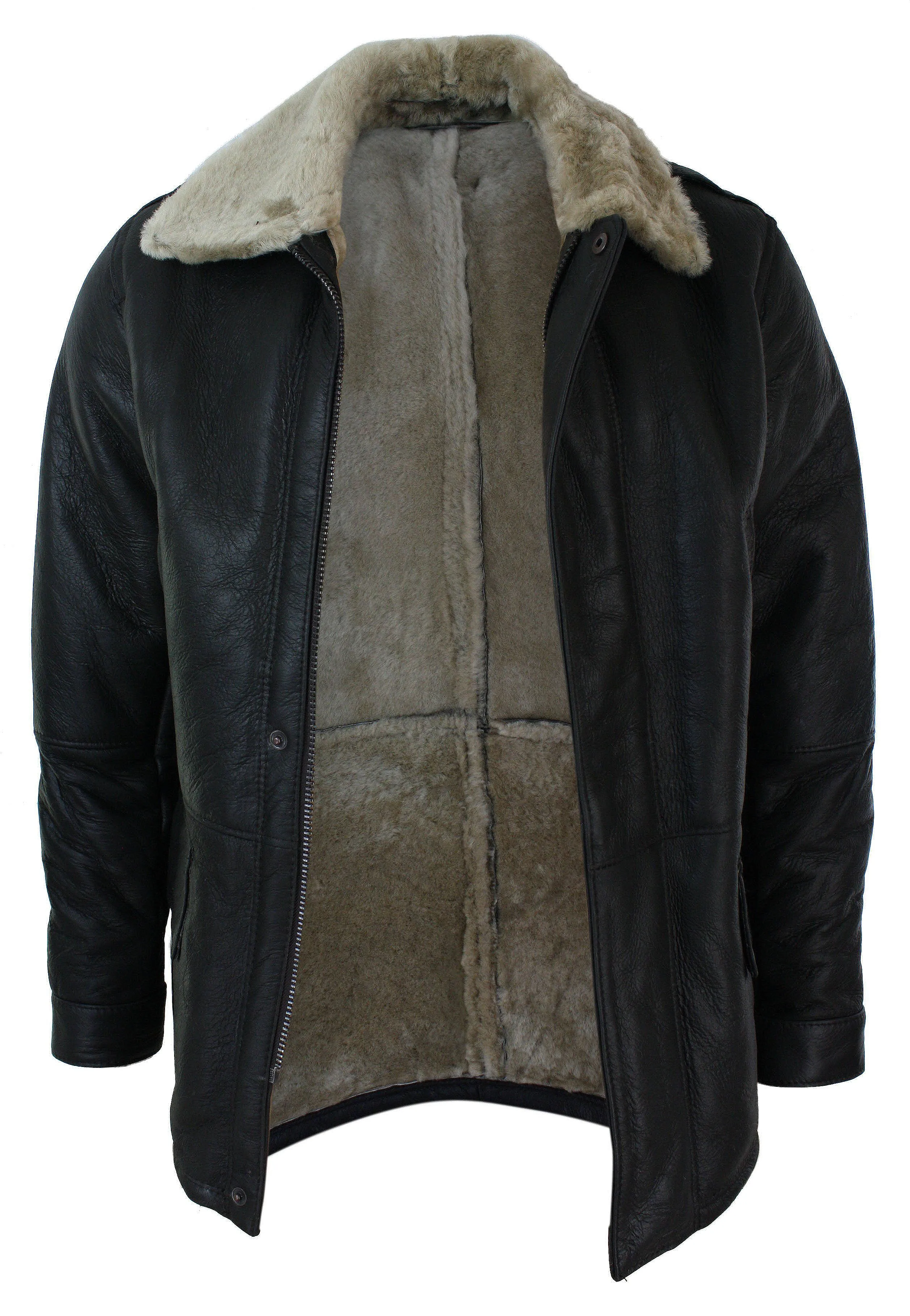 Shearling Sheepskin Overcoat With Beige Fur