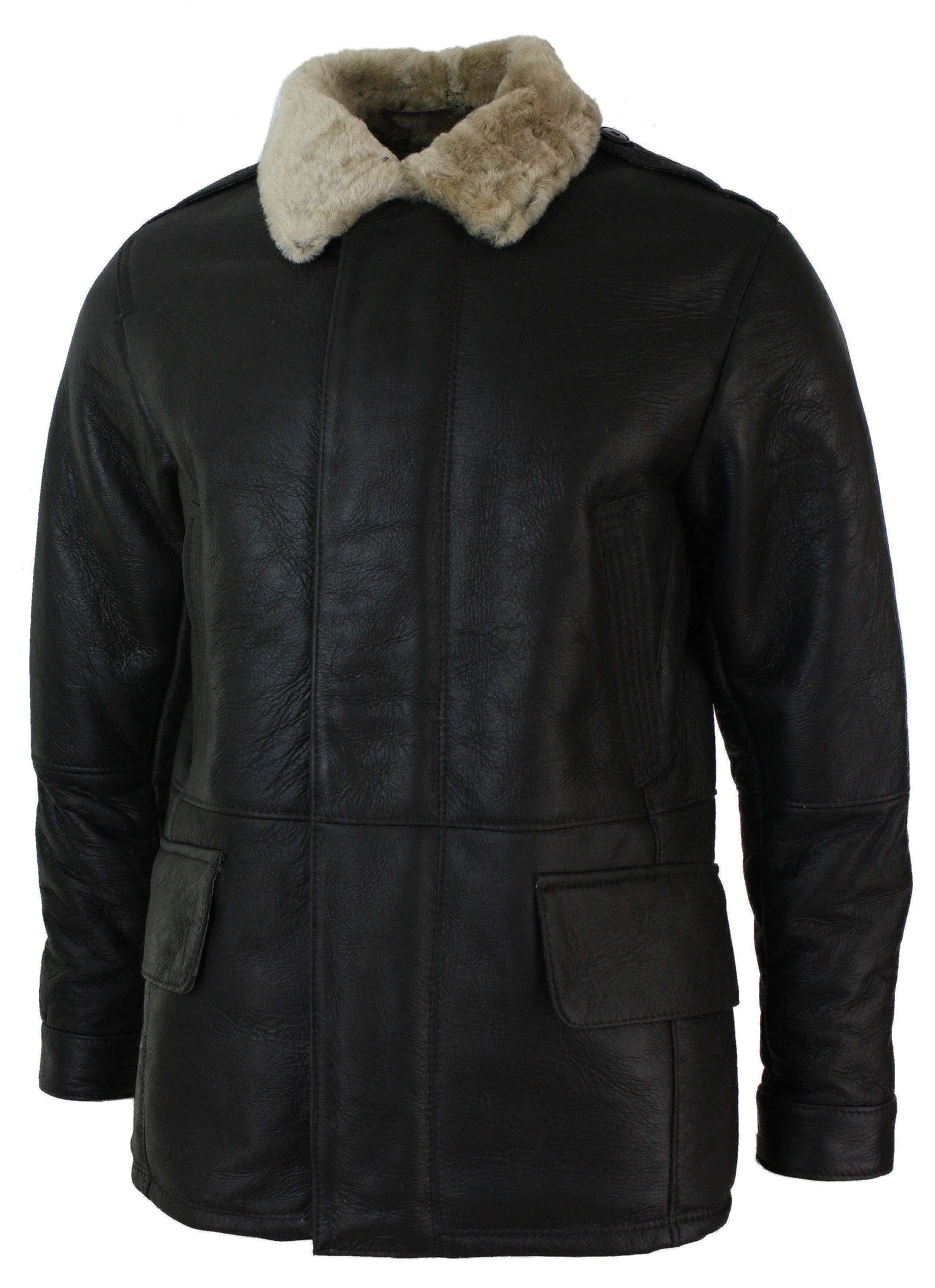 Shearling Sheepskin Overcoat With Beige Fur