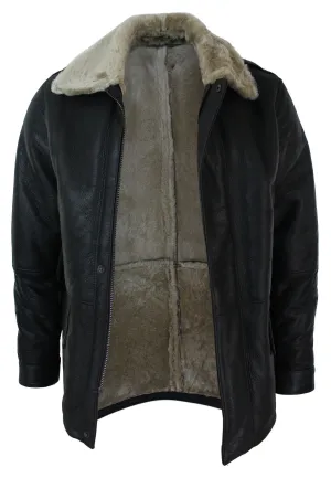 Shearling Sheepskin Overcoat With Beige Fur