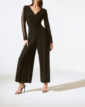 Silky Knit Culotte Jumpsuit In Black