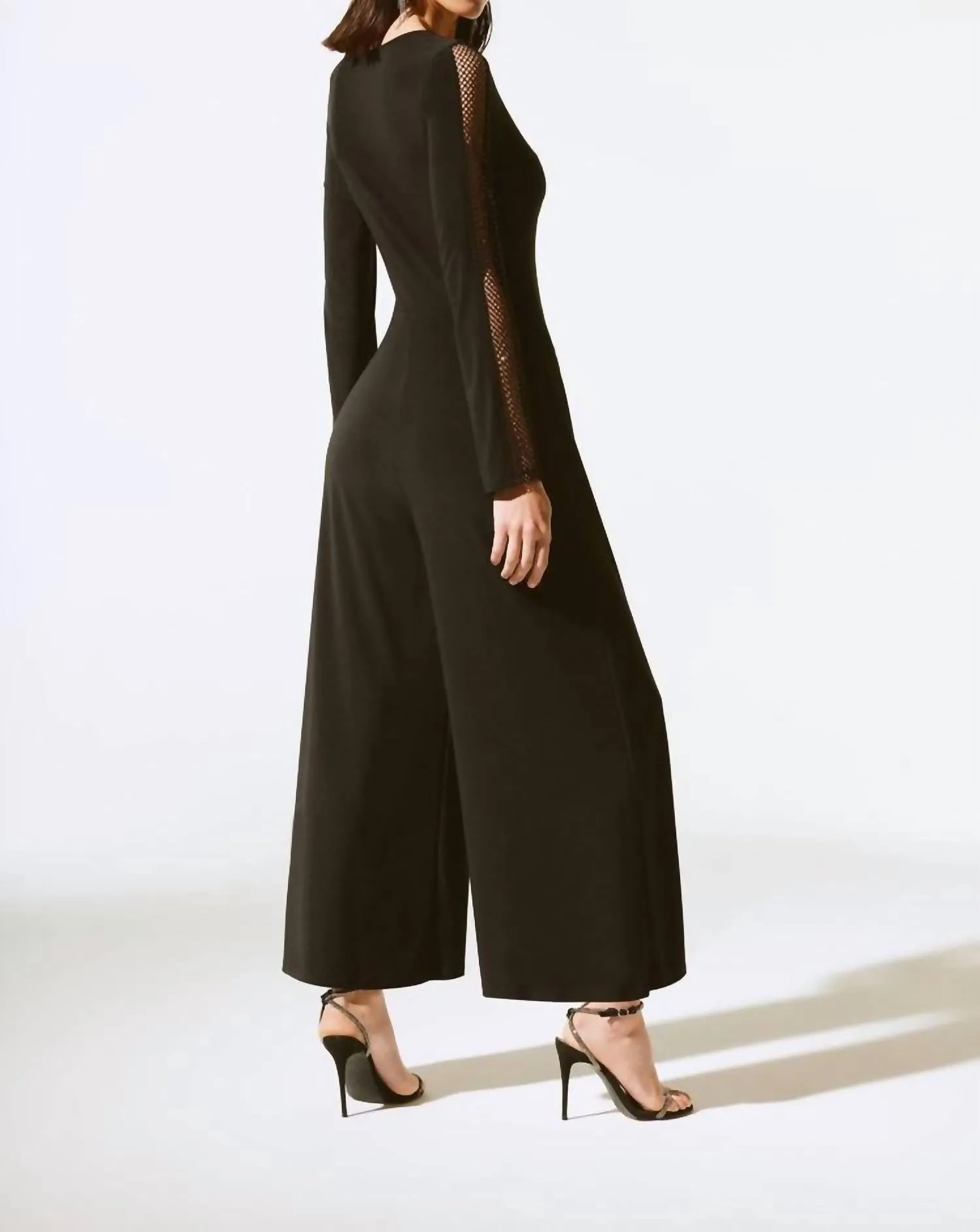 Silky Knit Culotte Jumpsuit In Black