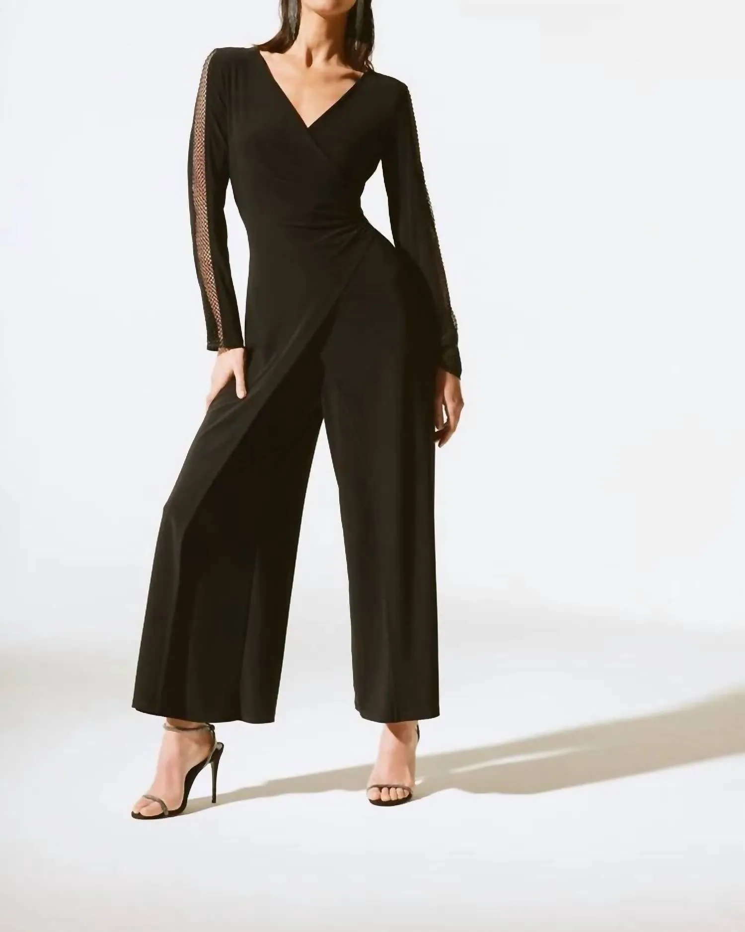 Silky Knit Culotte Jumpsuit In Black