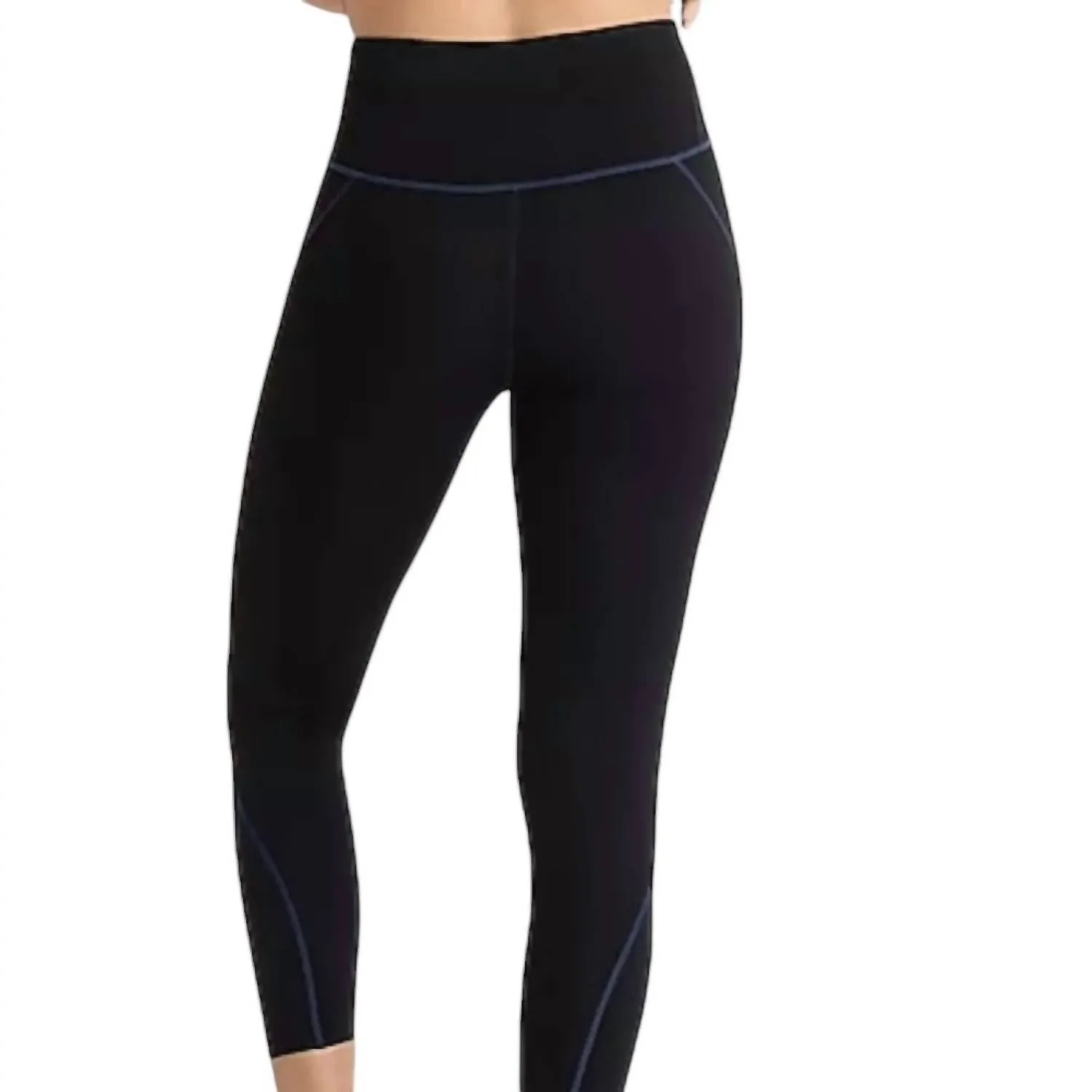 Sleek Stretch High Rise Leggings In Black/blue