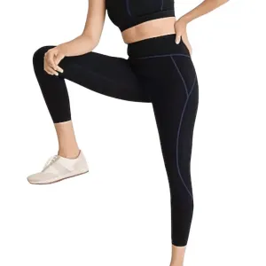 Sleek Stretch High Rise Leggings In Black/blue