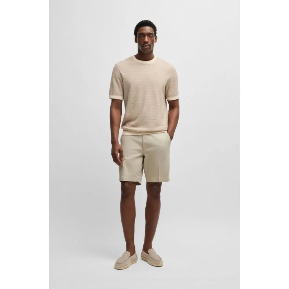 Slim-fit shorts in micro-patterned stretch cotton