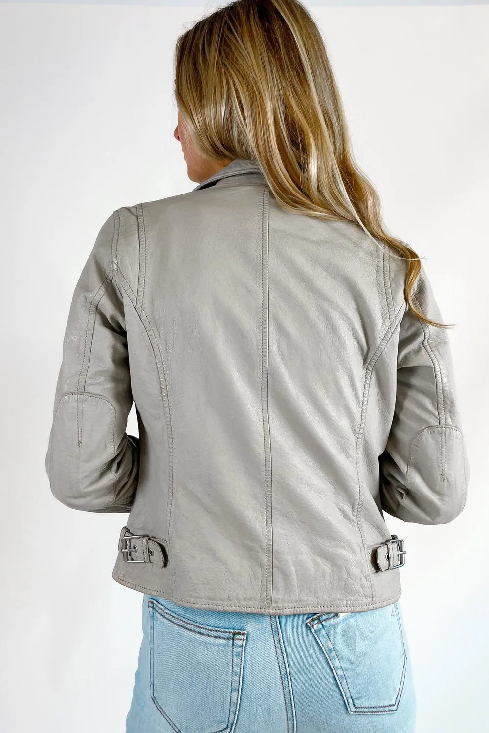 Sofia Leather Jacket In Off White