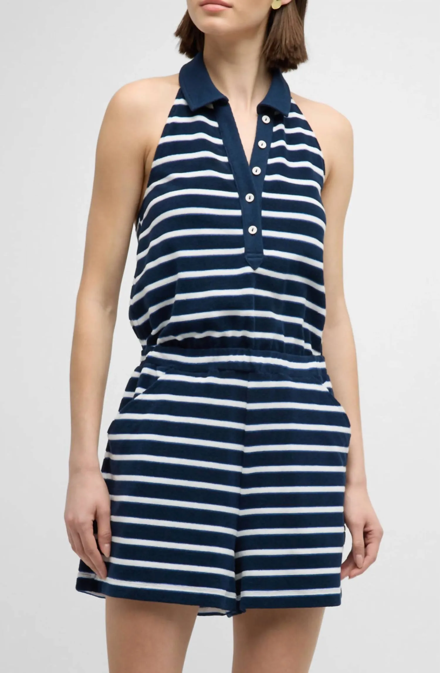 Stripe Taggart Romper In Blue