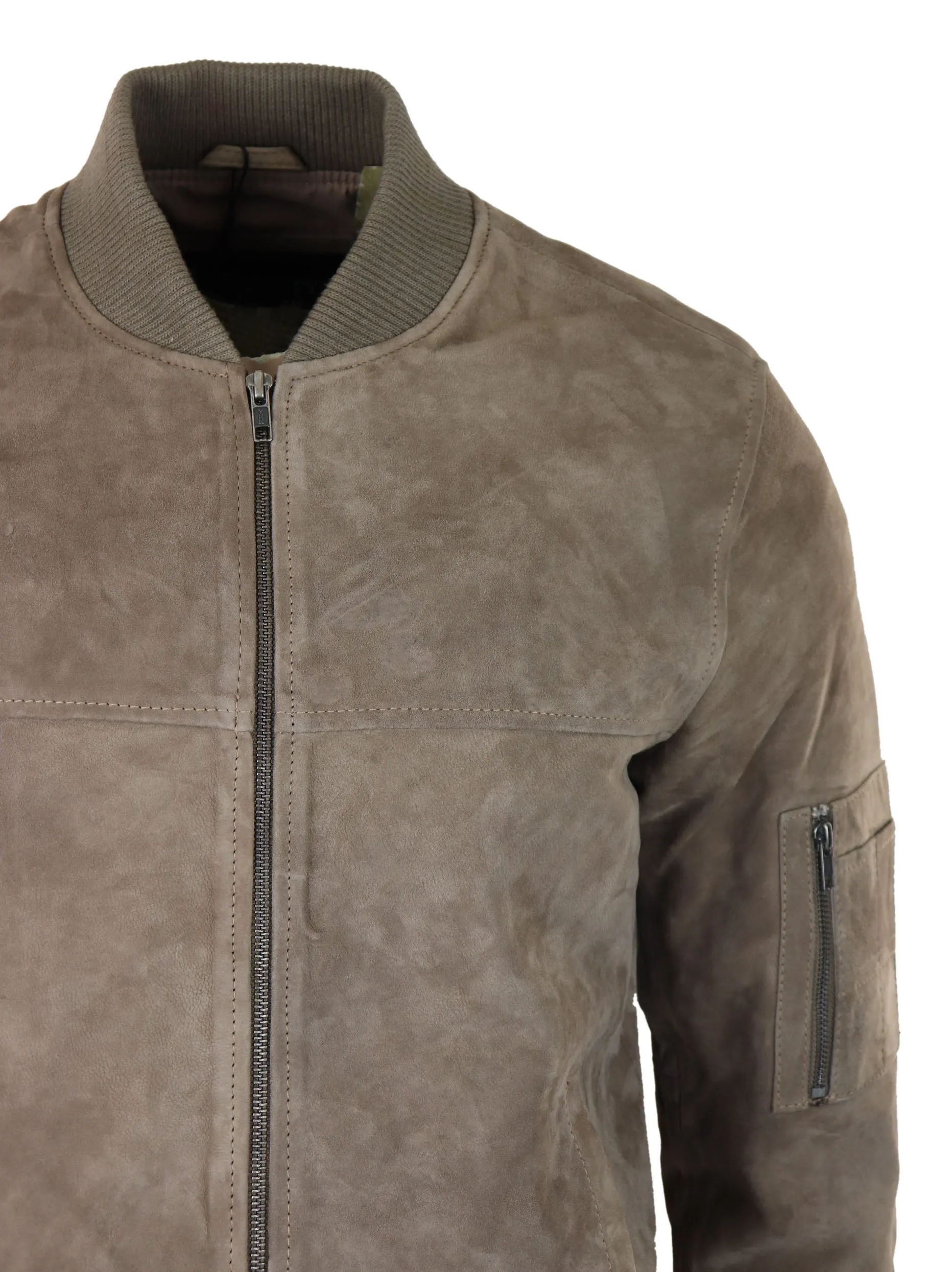 Suede Bomber Jacket Leather Varsity Casual