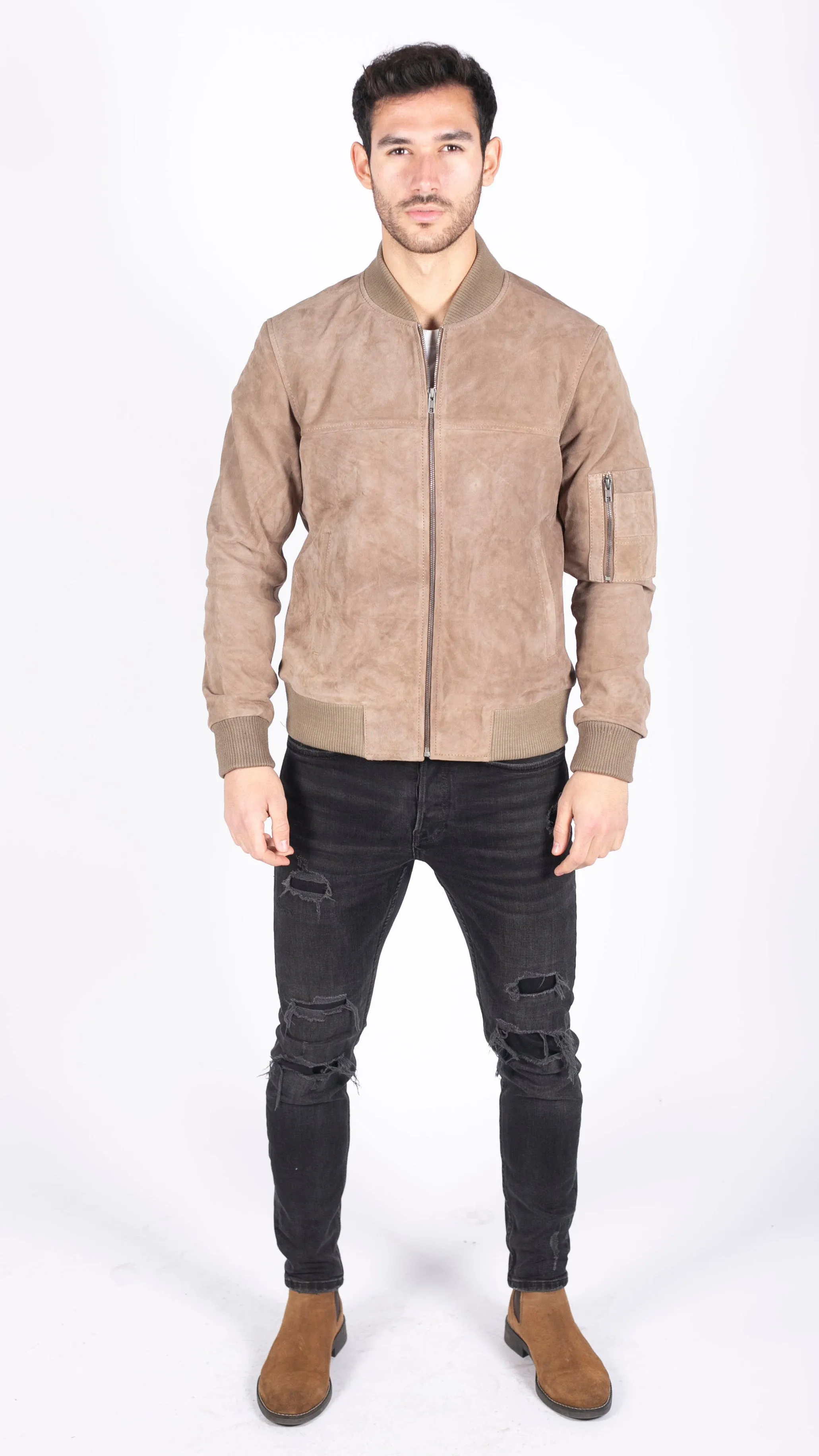 Suede Bomber Jacket Leather Varsity Casual