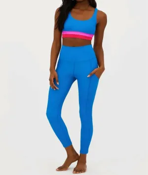 Summer 7/8 Leggings W/ Pockets In Orchid Colorblock Blue