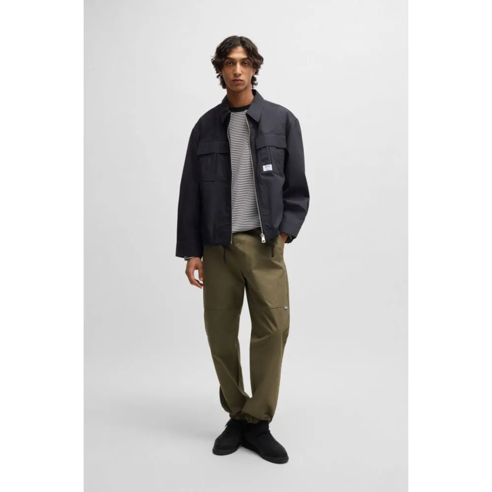 Tapered-fit trousers in structured cotton