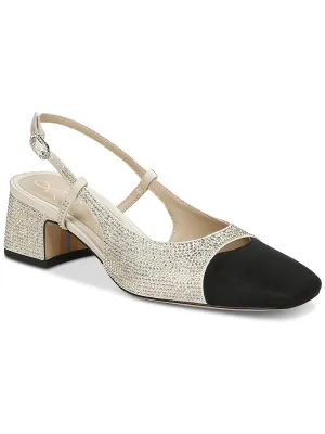 Tarra Glitz Womens Satin Rhinestone Slingback Heels