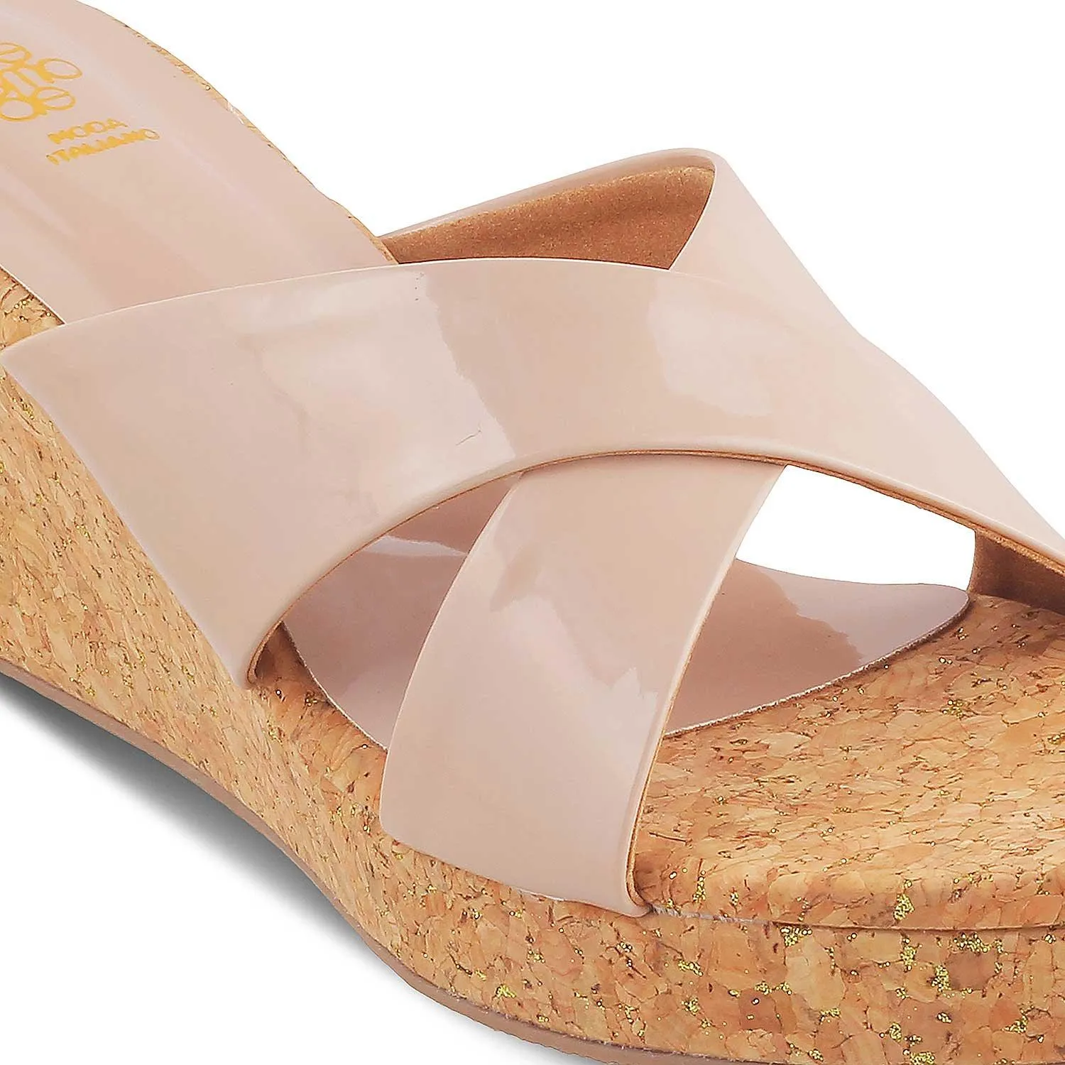 The Simi Beige Women's Dress Wedge Sandals Tresmode